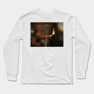 Expulsion. Moon and Firelight by Thomas Cole Long Sleeve T-Shirt